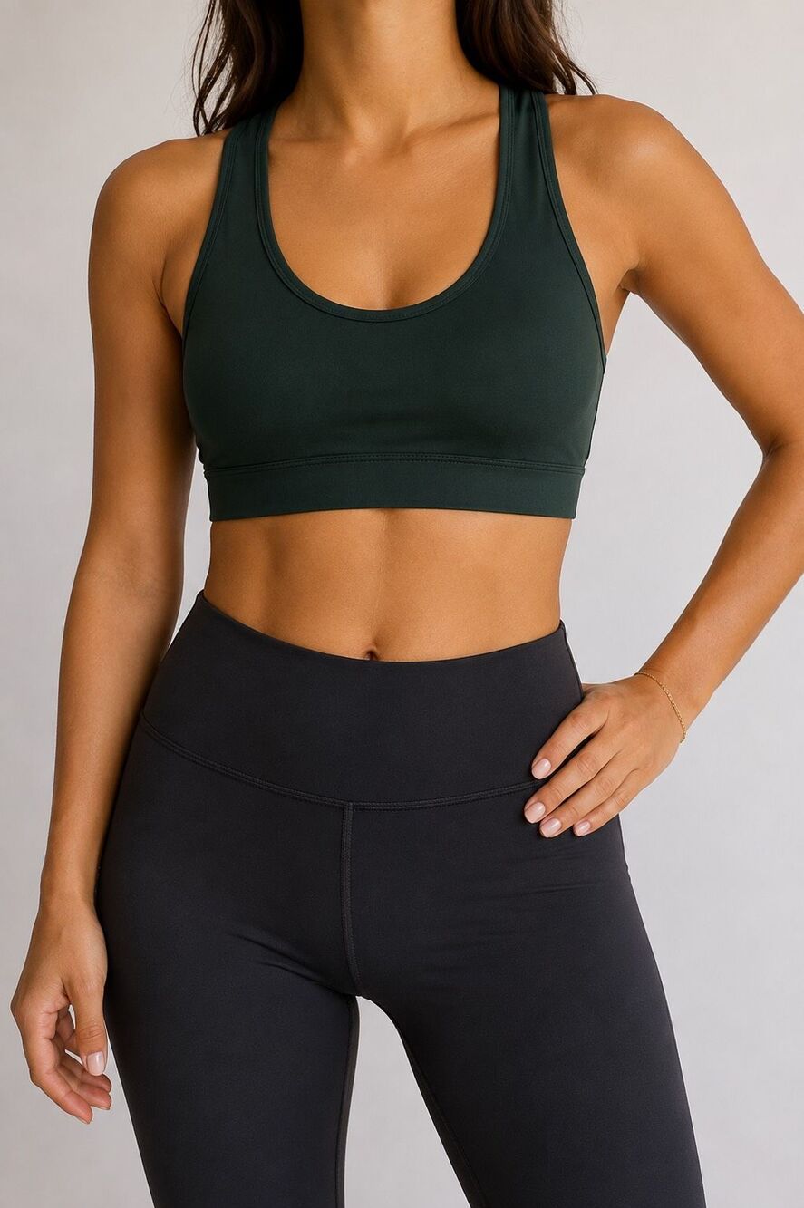 OFFLINE by Aerie Real Me Xtra Sports Bra L Dark Green Scoop Neck Yoga